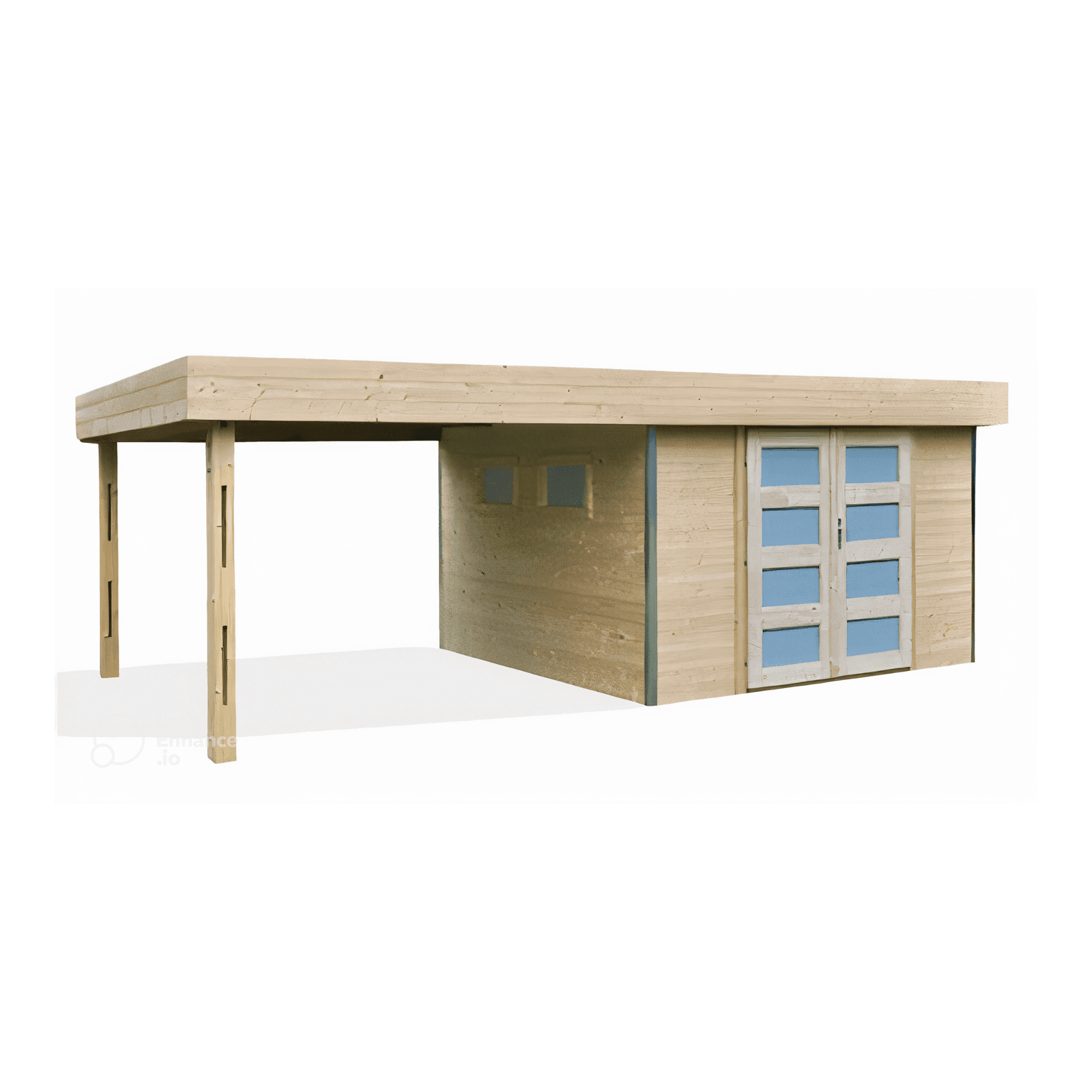 Abri de jardin toit plat en bois avec auvent – Design moderne et pratique - Image 1