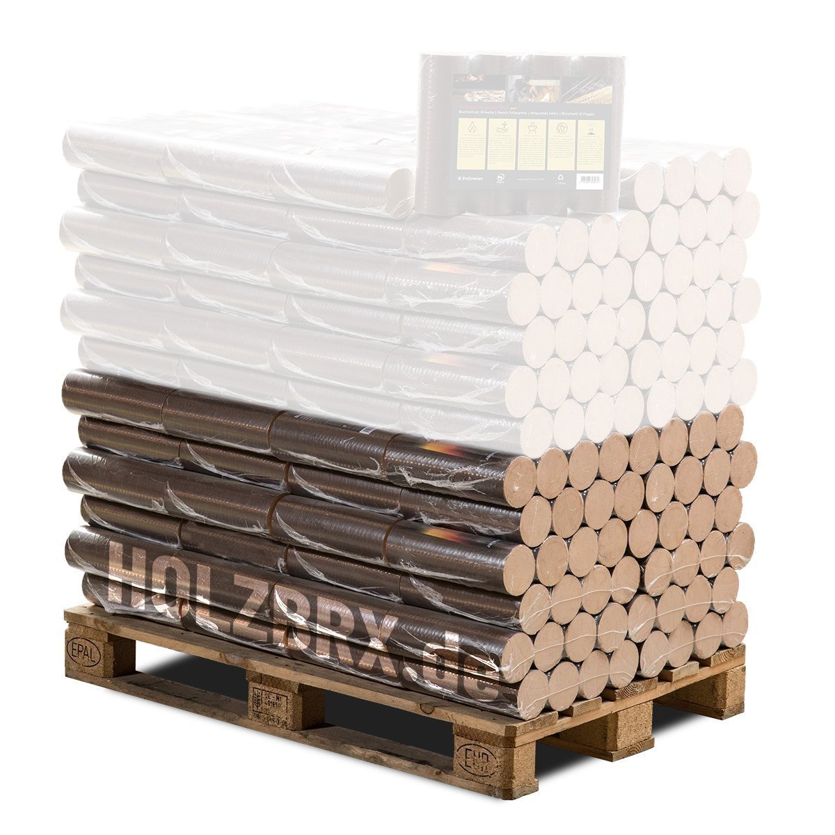 Buchenholzbriketts 480kg Palette – POLLMEIER Premium Plus - Image 1