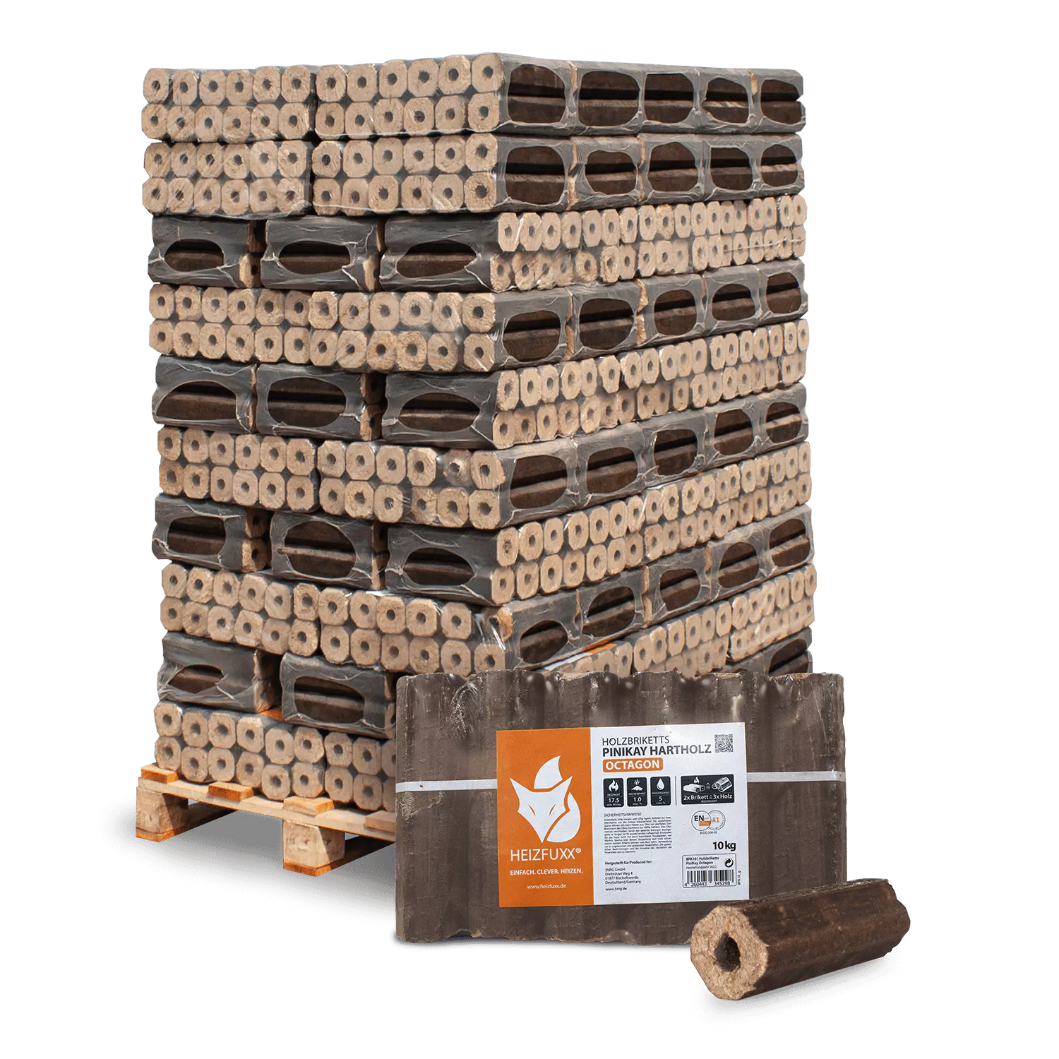 Holzbriketts PiniKay Octagon 96 x 10 kg - Image 1