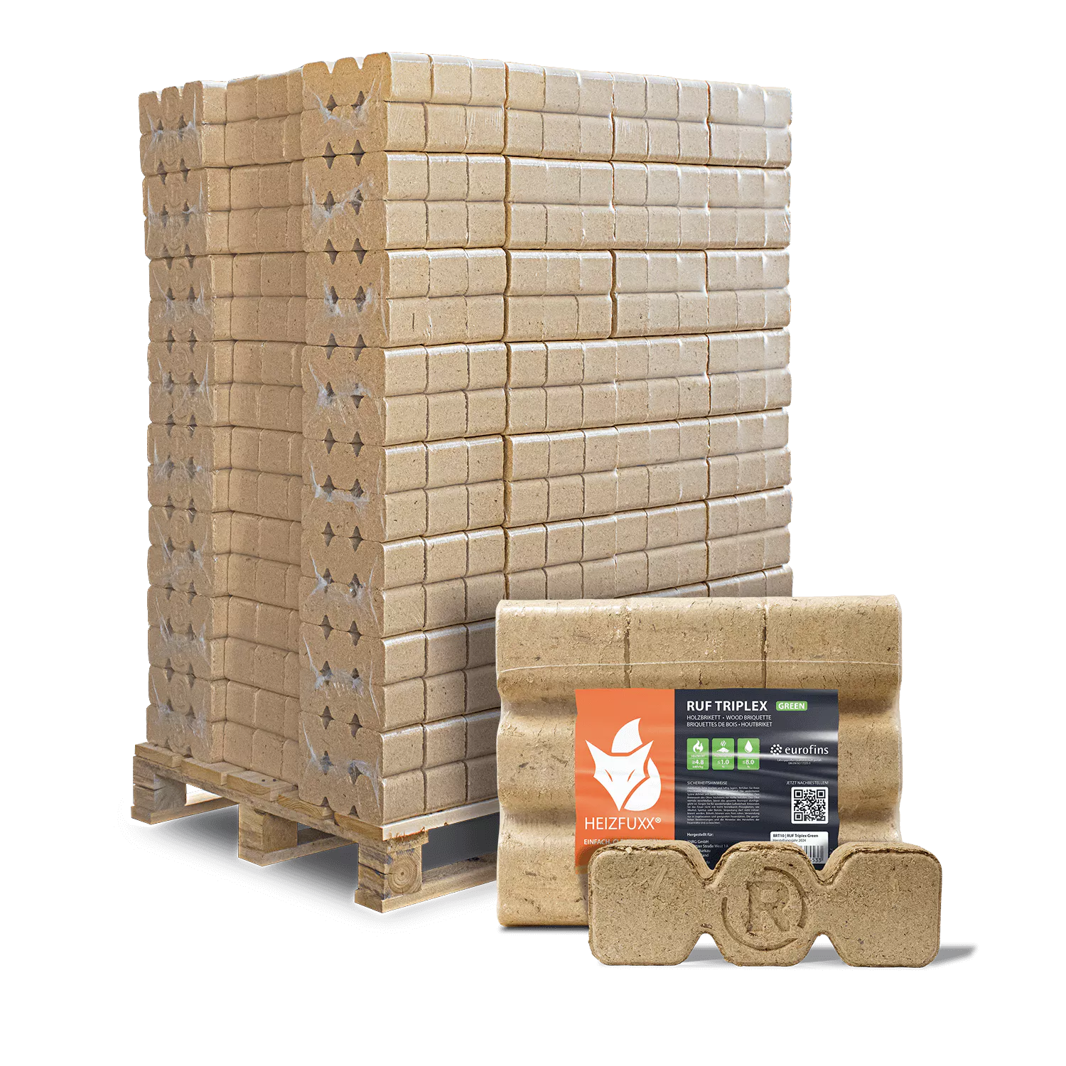 Holzbriketts RUF Triplex Green 96 x 10 kg - Image 1